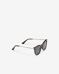 Womens Plastic Round With Metal Temple Arms Sunglasses