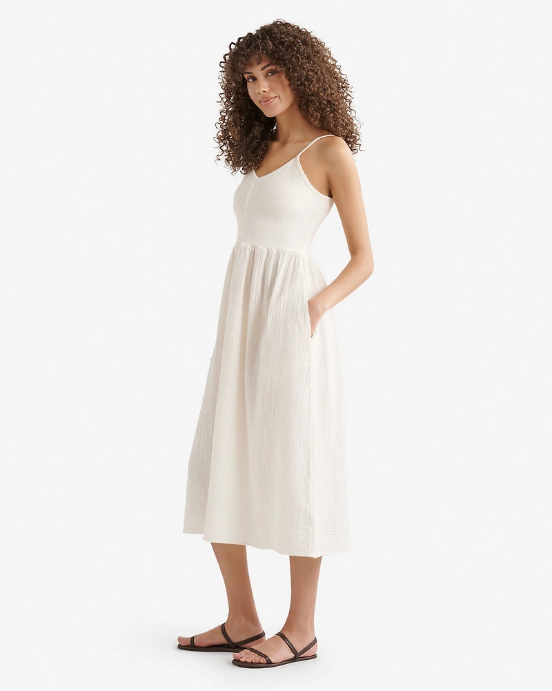 Robe nid-d’abeilles en gaze de coton Isla