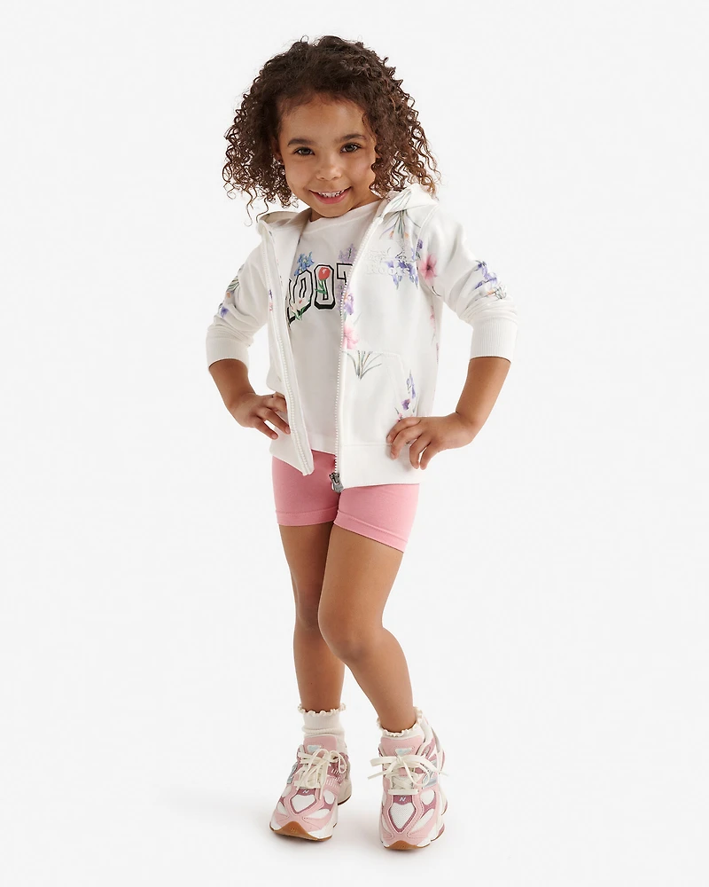 Chandail à capuchon et glissière motif floral Cooper pour tout-petits