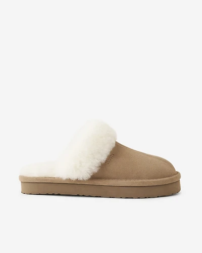 Womens Shearling Platform Slipper