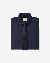 Chemise Habillée Unie à Coupe Étroite en Coton Modal