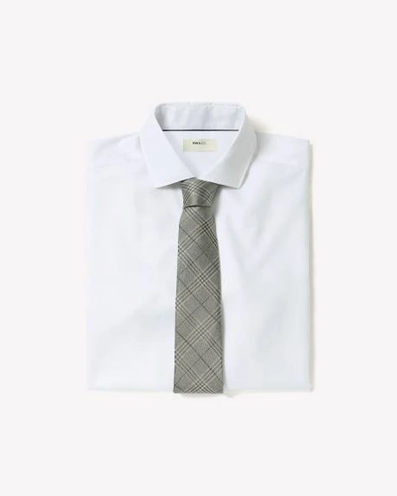 Slim-Fit White Twill Dress Shirt