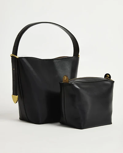 Faux Leather Bucket Bag