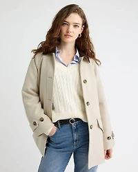Twill Barn Coat with Corduroy Shirt Collar