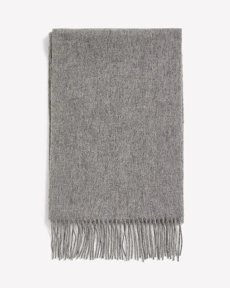 Solid Wool Scarf with Fringes