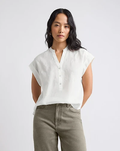 Extended-Sleeve V-Neck Blouse