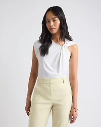 Sleeveless Crew-Neck Top with Twisted Detail