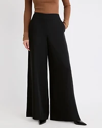 Pantalon Palazzo à Taille Haute en Satin