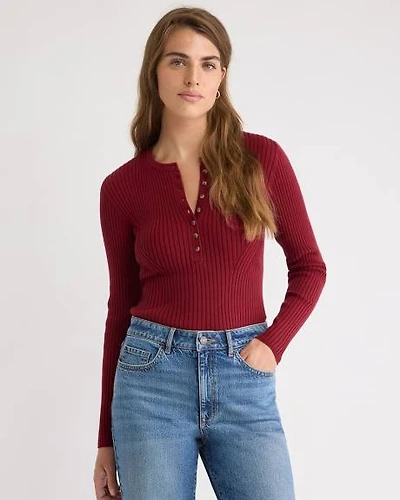 Long-Sleeve Ribbed Merino-Blend Sweater