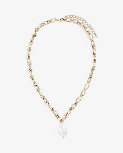 Chunky Link Necklace with Freshwater Pearl Pendant