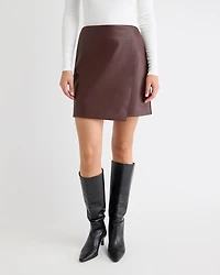 Faux Leather Mini Wrap Skirt