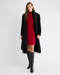 Elbow-Sleeve Mock-Neck Mini Dress