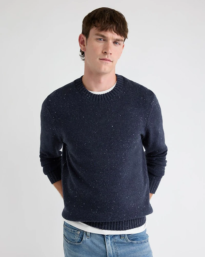 Long-Sleeve Crew-Neck Sweater with Neps