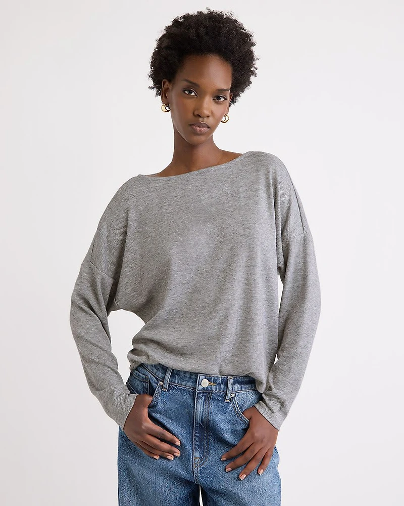 Long-Sleeve Crew-Neck Ribbed Top