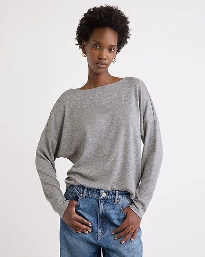 Long-Sleeve Crew-Neck Ribbed Top