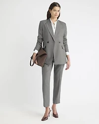 Pantalon Long à Jambe Fuselée et Taille Haute en Mélange de Laine