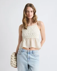 Sleeveless Square-Neck Crochet Top