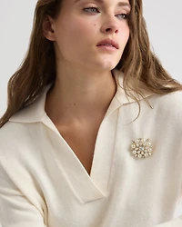 Pearl Brooch with Rhinestones