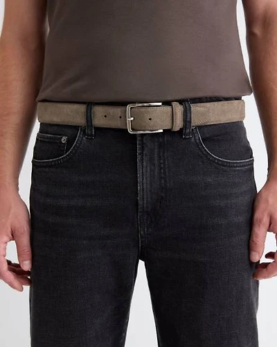 Suede Belt with Square Buckle
