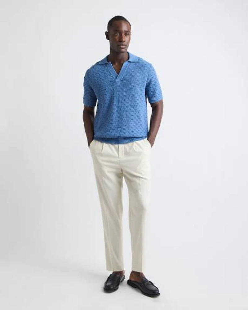 Pleated Tapered-Leg Pant with Elastic Waistband