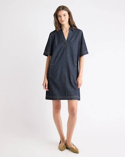 Short-Sleeve Mini Denim Dress