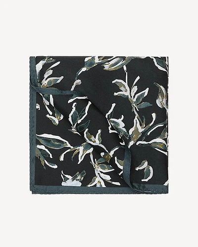Black Handkerchief with Foliage Pattern