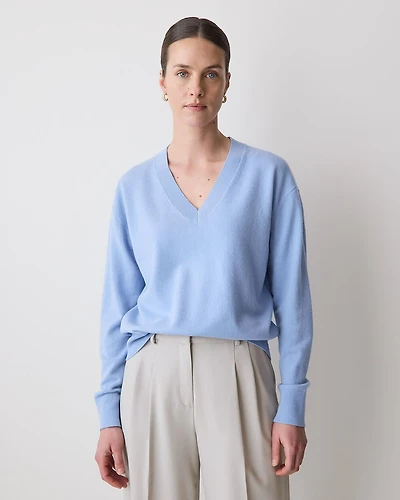 Pull en Laine Mérinos à Manches Longues et Col V