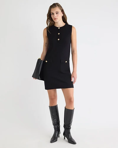 Sleeveless Crew-Neck Mini Sweater Dress
