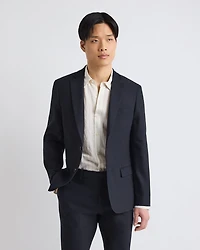 Veston de Complet en Mélange Lin Noir à Coupe Étroite