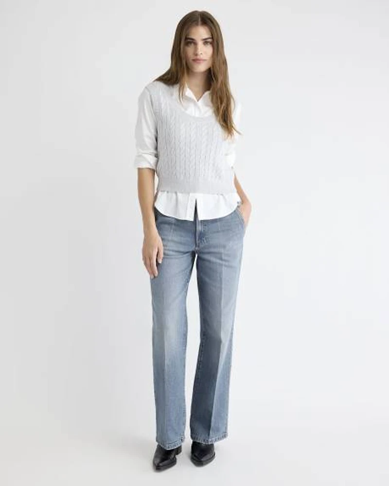 Long Mid-Rise Wide-Leg Jeans