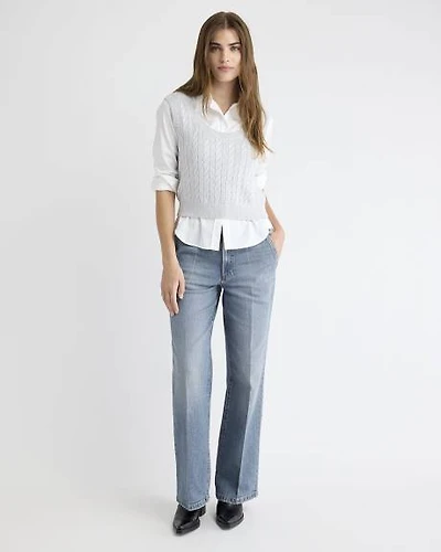 Long Mid-Rise Wide-Leg Jeans
