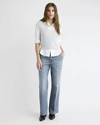 Long Mid-Rise Wide-Leg Jeans