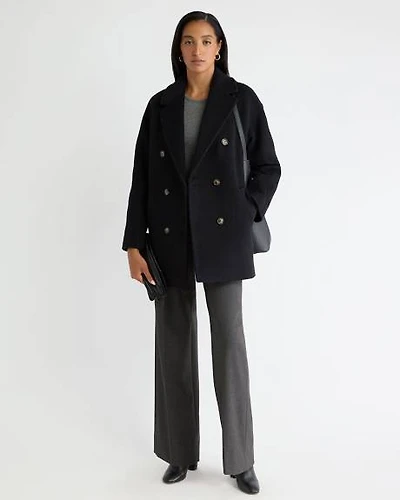 Melton Wool-Blend Double-Breasted Coat