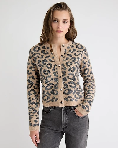 Long-Sleeve Cardigan with Animal Print