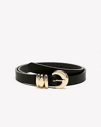 Thin Leather Belt with Rounded Buckle