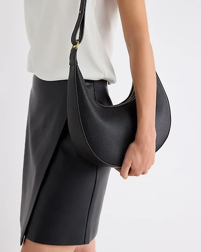 Faux Leather Crescent Cross-Body Bag