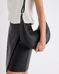 Faux Leather Crescent Cross-Body Bag