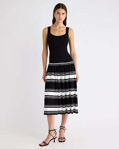 Sleeveless Square-Neck Midi Dress