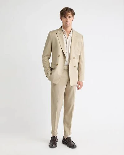 Tapered-Leg Beige Suit Pant