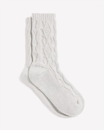 Super-Soft Crew Socks with Cable Stitches