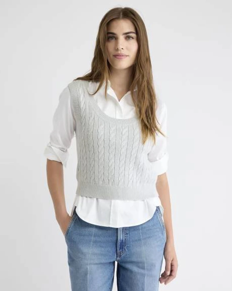 Cable-Stitch Merino-Blend Sweater Vest