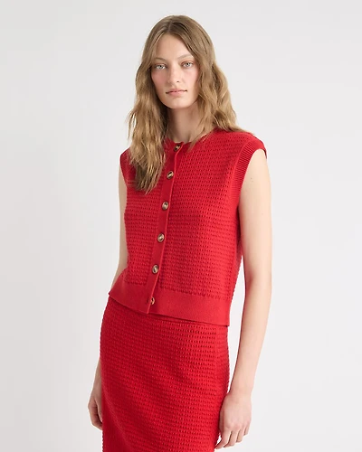 Short Sweater Vest with Pointelle Stitches