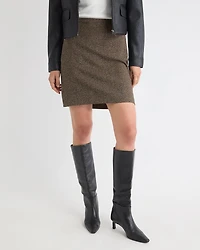 Straight Herringbone Mini Skirt
