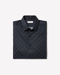 Navy Tailored-Fit Dress Shirt with Geo Pattern