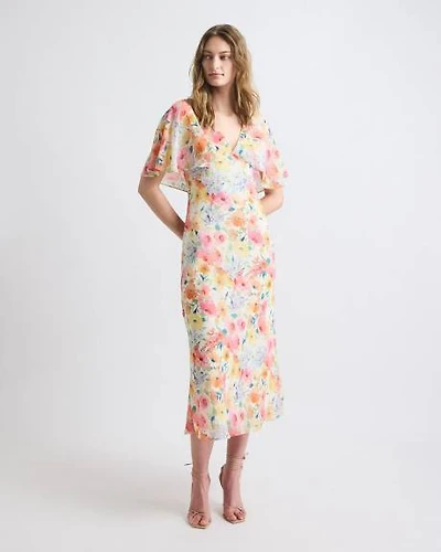 Robe Cocktail Midi Sans Manches avec Cape