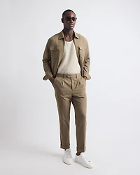 Pleated Tapered-Leg City Pant