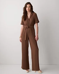 Short-Sleeve Wide-Leg Jumpsuit