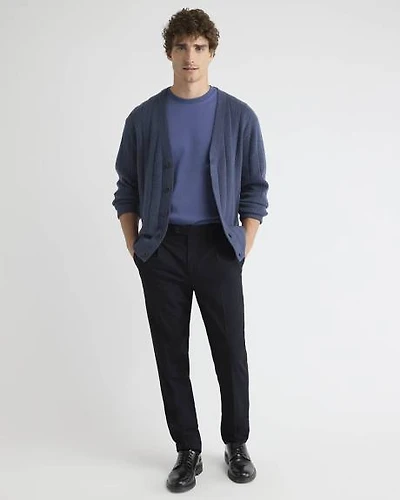 Pantalon Habillé à Jambe Fuselée Plissée en Mélange de Laine