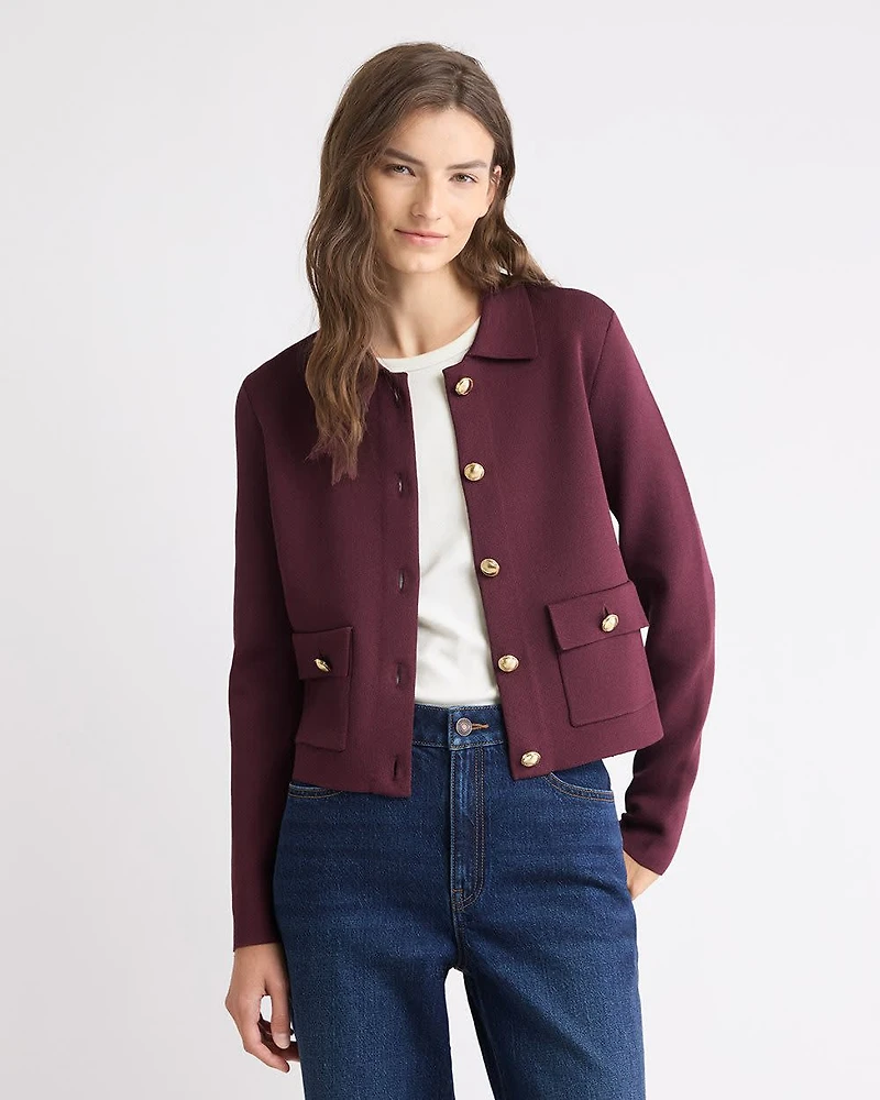 Cardigan Court avec Col Chemisier