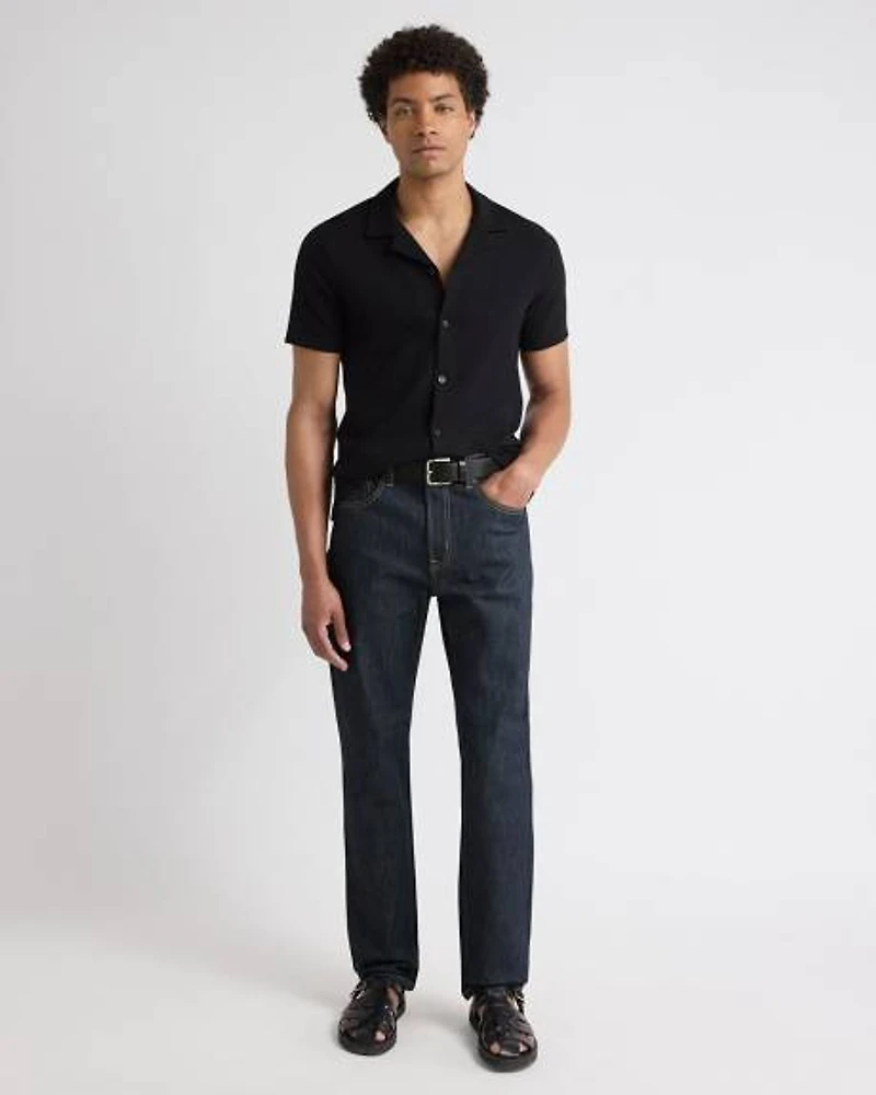 Jeans à Jambe Droite Délavé Foncé